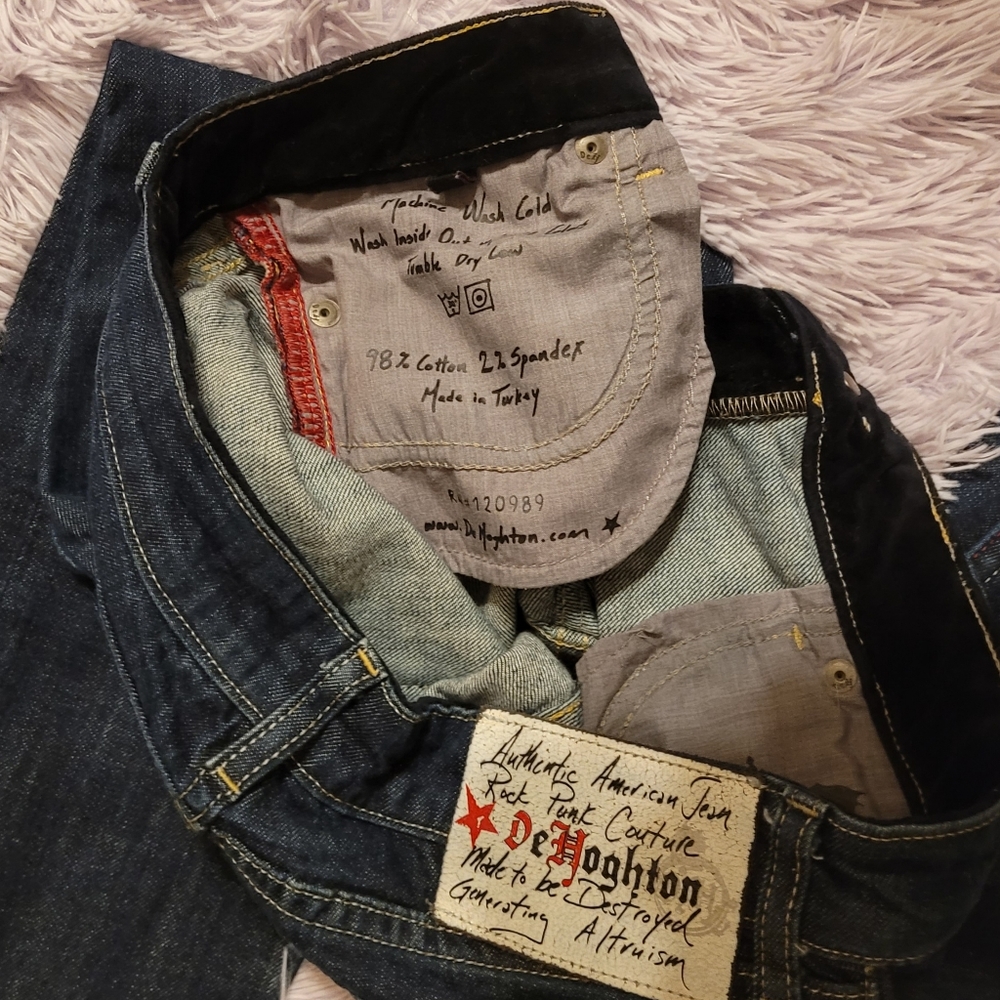 Vintage DeHoghton Rock Punk Couture Dark Wash Skinny Jeans - Picture 3 of 5